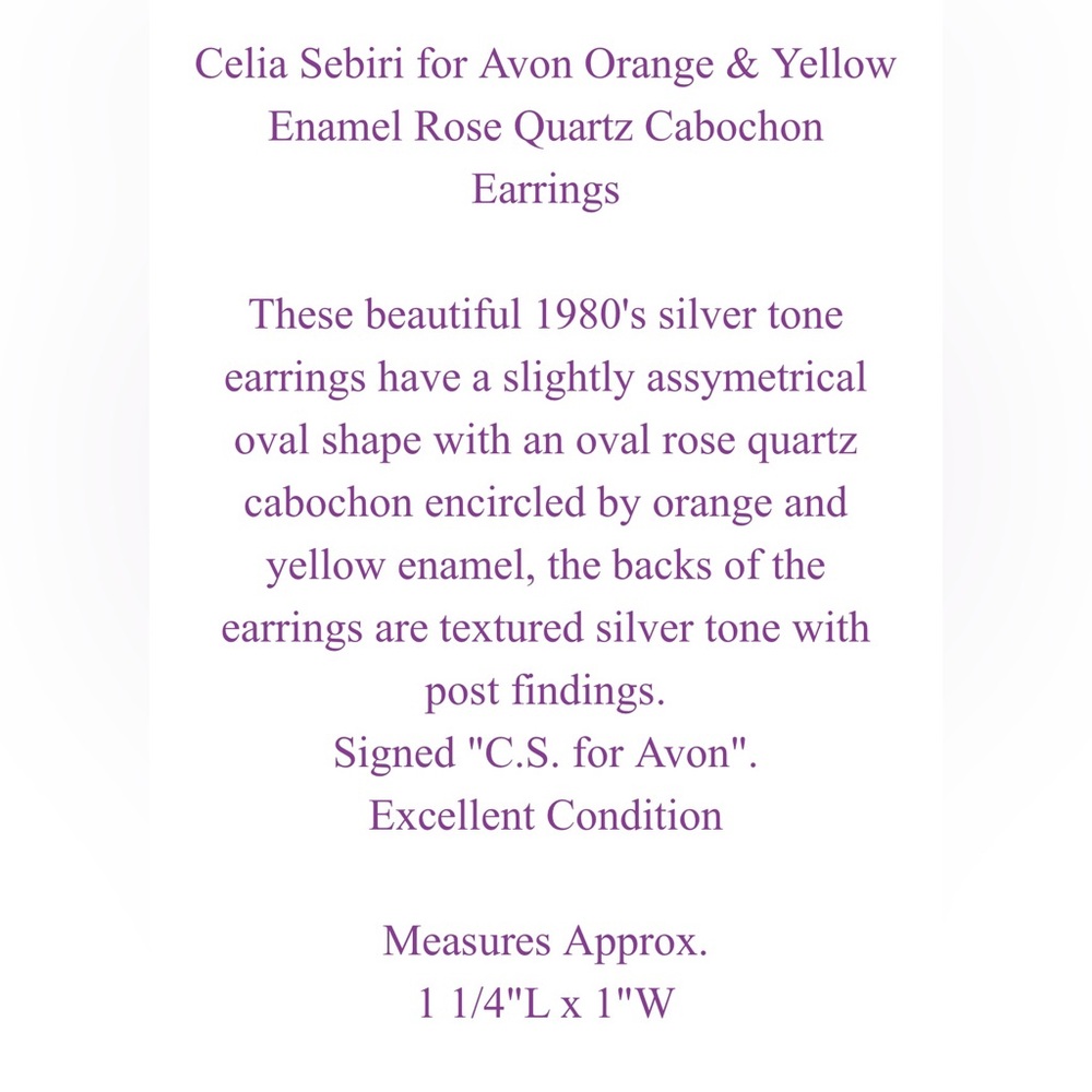 Avon Vintage Celia Sebiri Clip On Earrings - Picture 4 of 4